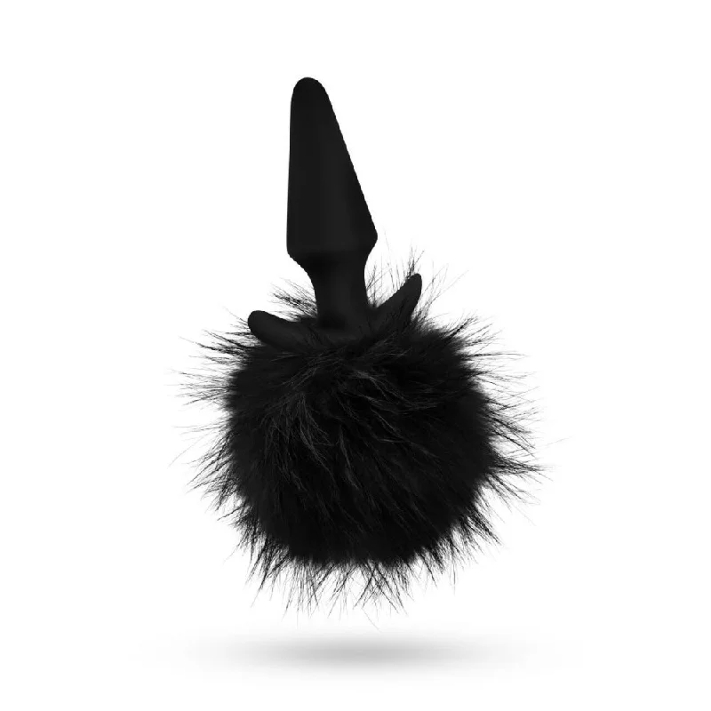 Anal toys with luxury feel-Blush Anal Adventures Platinum Rabbit Tail Plug - Black