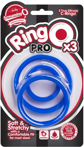 cock ring with extra grip-RingO Pro X3 (Blue)