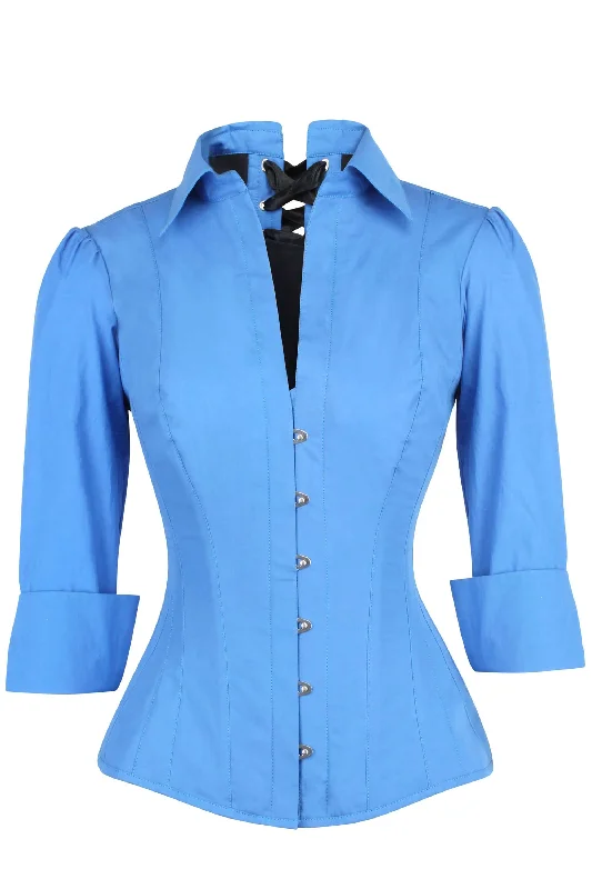 corset dress for gala-Cornflower Blue Corset Shirt