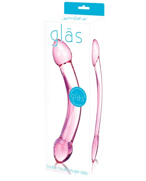 smooth rechargeable dildo-Glas Double Trouble Glass Dildo - Purple