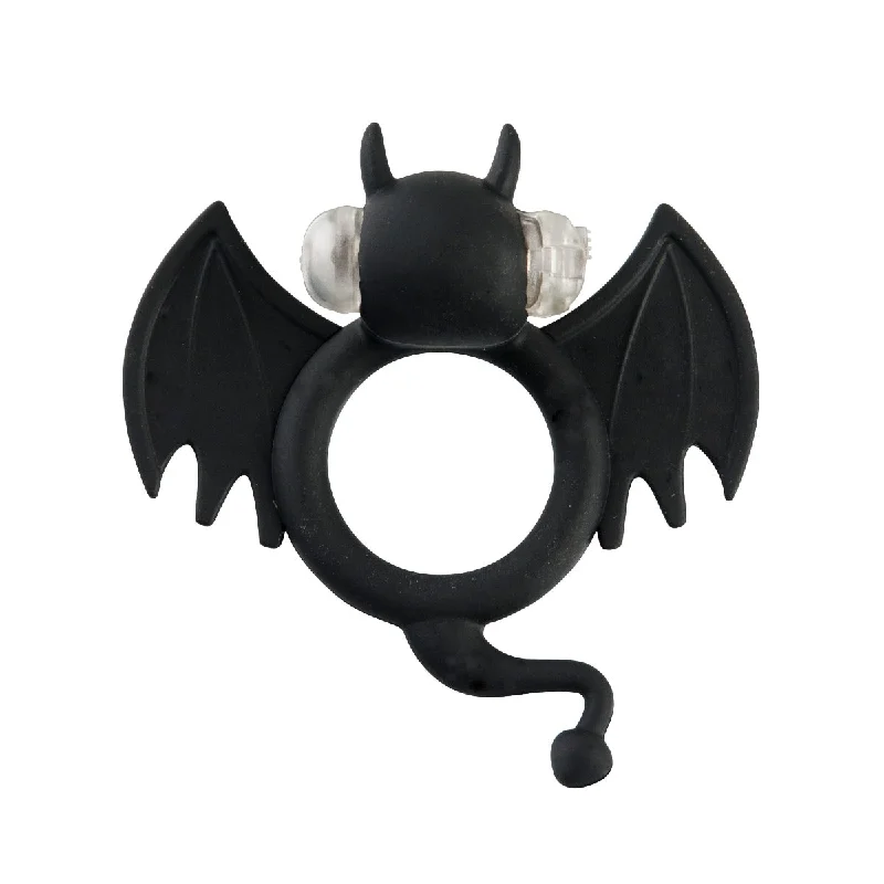 cock ring for simple use-S-Line Bad Bat Vibrating Silicone Cock Ring Black