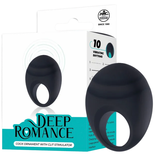 cock ring for quick joy-Cock Ornament with Clit Stimulator (Black)