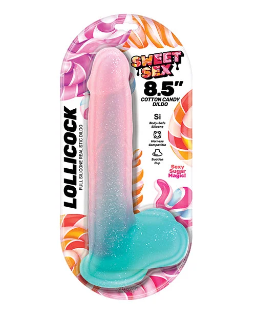 large anal dildo-Sweet Sex 8.5" Lollicock Cotton Candy Dildo - Multi Color