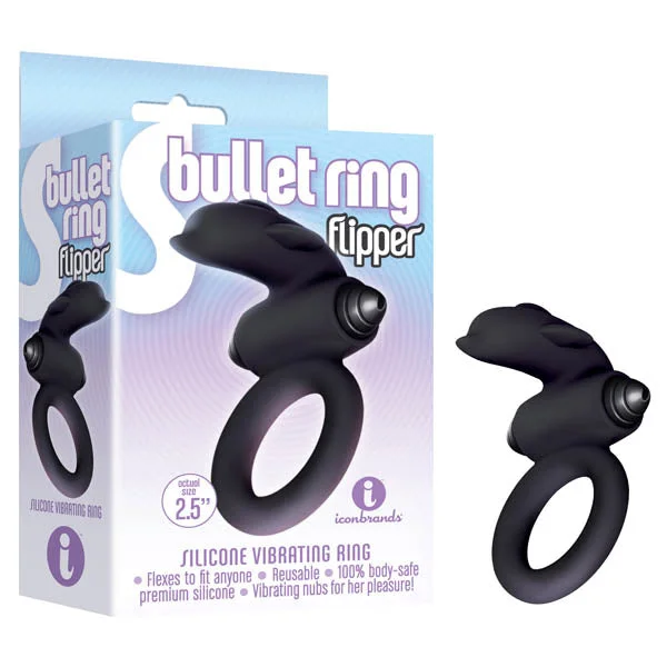 cock ring with durable build-S-Bullet Ring - Flipper - Black Vibrating Cock Ring