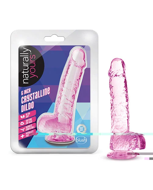 red suction cup dildo-Blush Naturally Yours 6" Crystalline Dildo - Rose