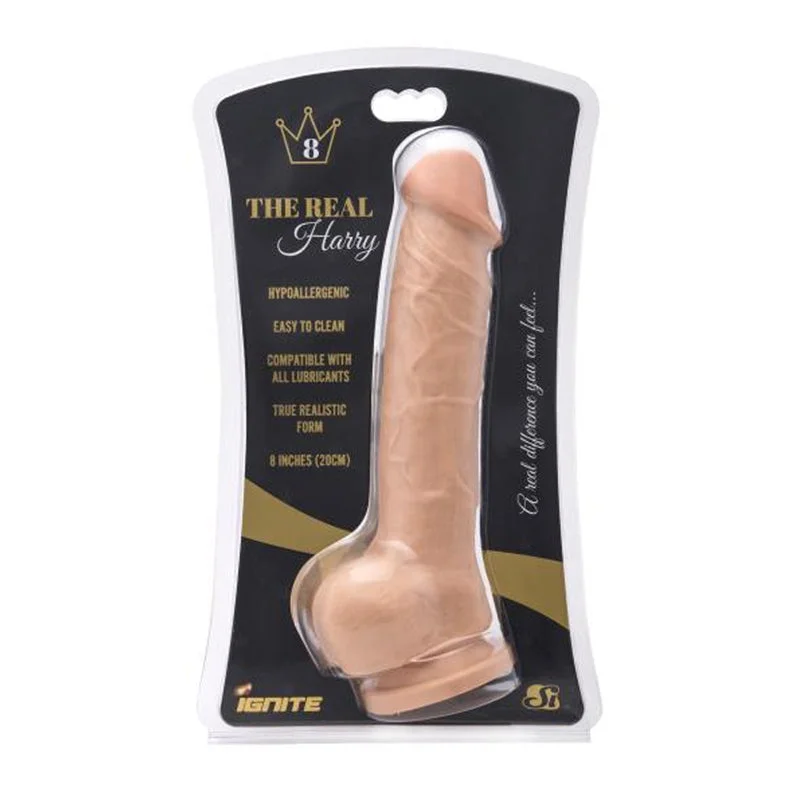 small glass dildo-Si Ingite Real Harry Dildo With Balls and Suction Cup 8in Vanilla