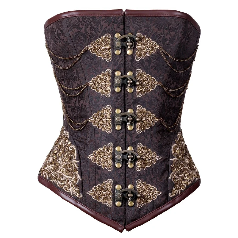 corset for alternative fashion-Madhavi Steampunk Authentic Steel Boned Overbust Corset