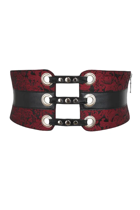 corset for weight loss-Maroon Brocade Corset Inspired Belt