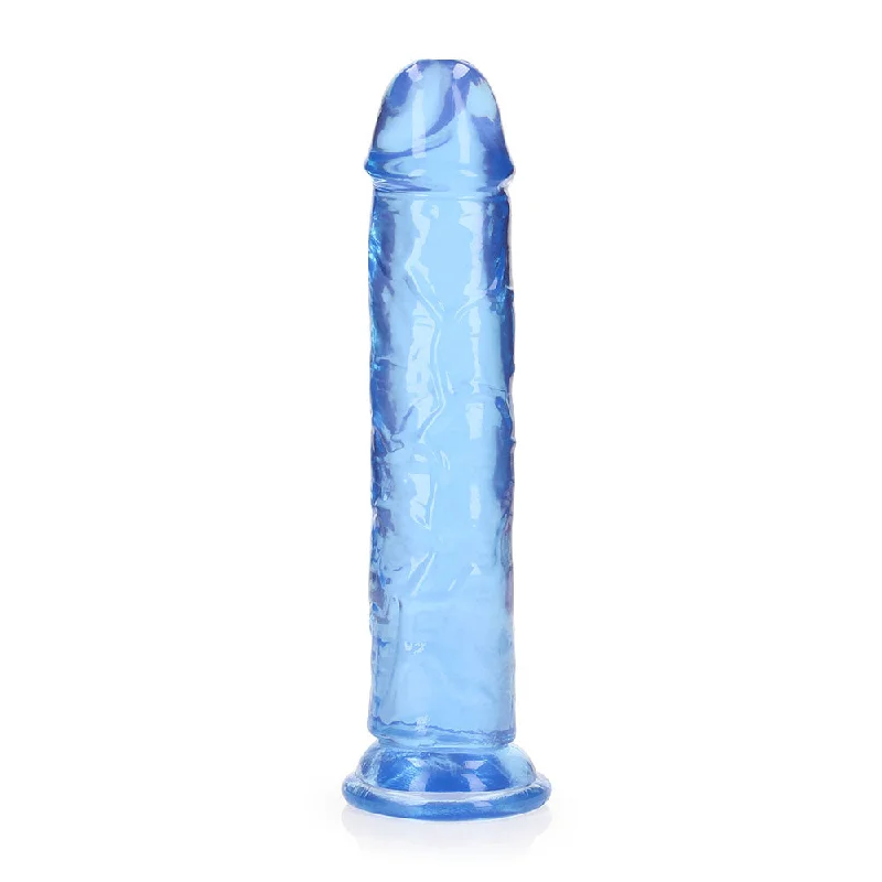 large metal dildo-RealRock Crystal Clear Straight 8 in. Dildo Without Balls Blue