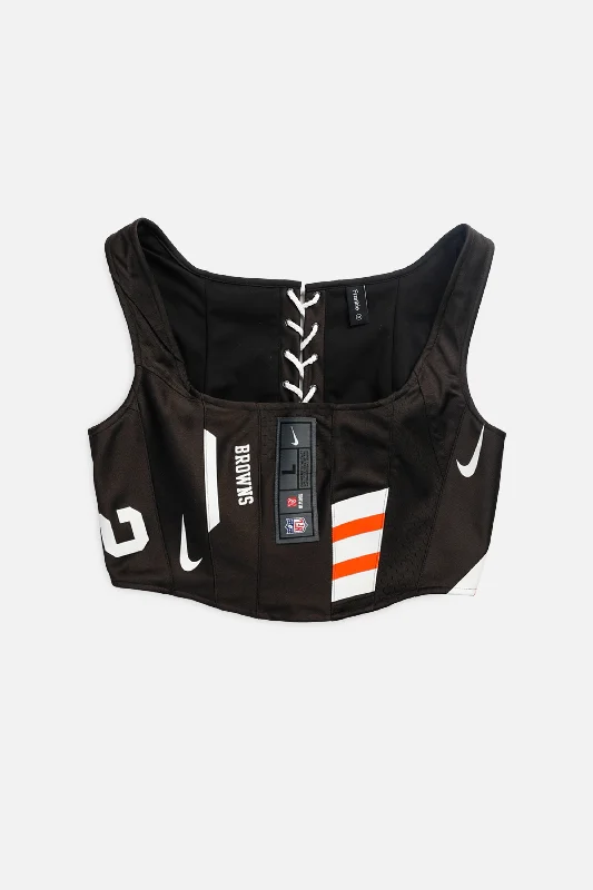 corset with brocade trim-Rework Cleveland Browns NFL Corset - M