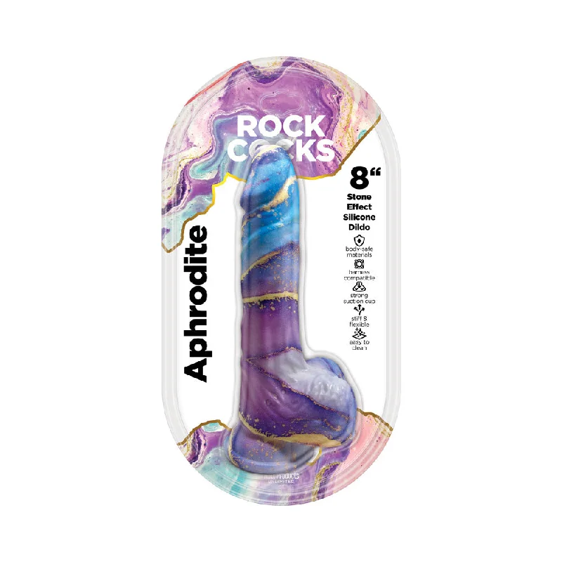 glass dildo-Rock Cocks Aphrodite Marble Silicone Dildo 8 in.