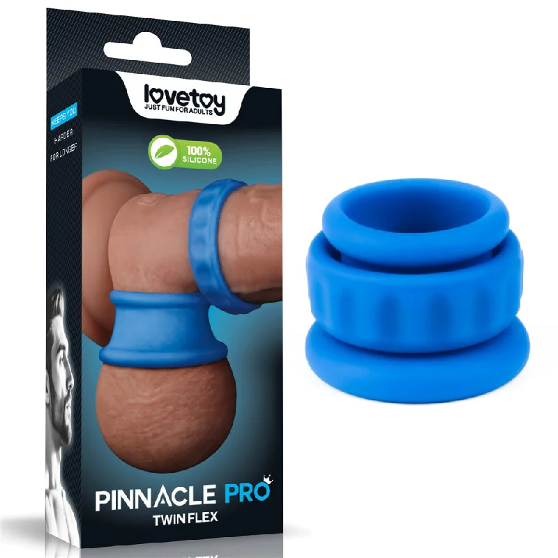 cock ring user insights-Pinnacle Pro Twin Flex - Blue Cock & Balls Rings