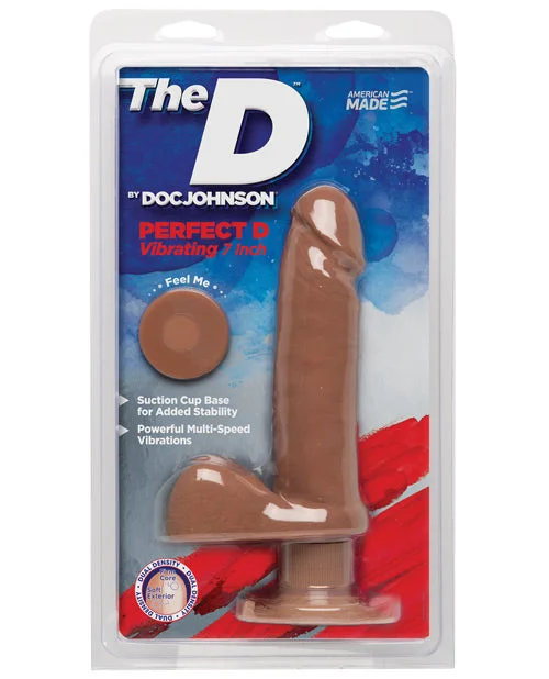 pink USB-charged dildo-The D 7" Perfect D Vibrating w/Balls - Caramel