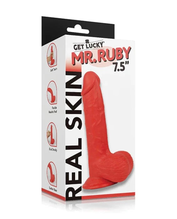 silicone purple dildo-Get Lucky Mr. Ruby 7.5" Dual Layer Dong