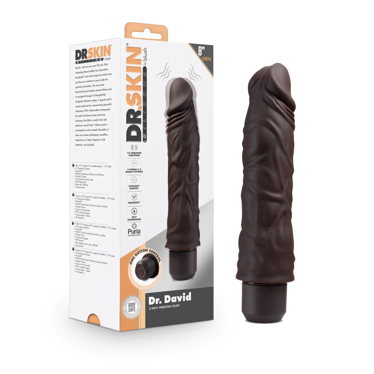 vibrating rotating dildo-Dr. Skin Silicone Dr. David Brown 8.5-Inch Long Vibrating Dildo