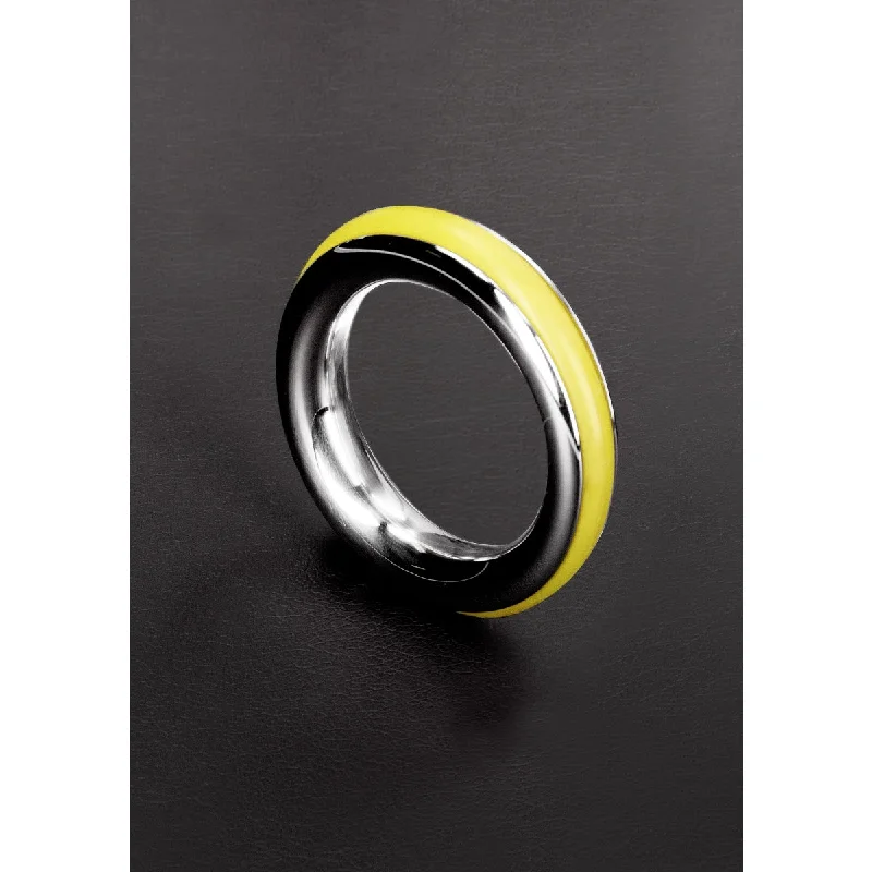 cock ring for gentle use-Shots Steel Cazzo Tensions Stainless Steel Cock Ring Yellow 1.6 Inch