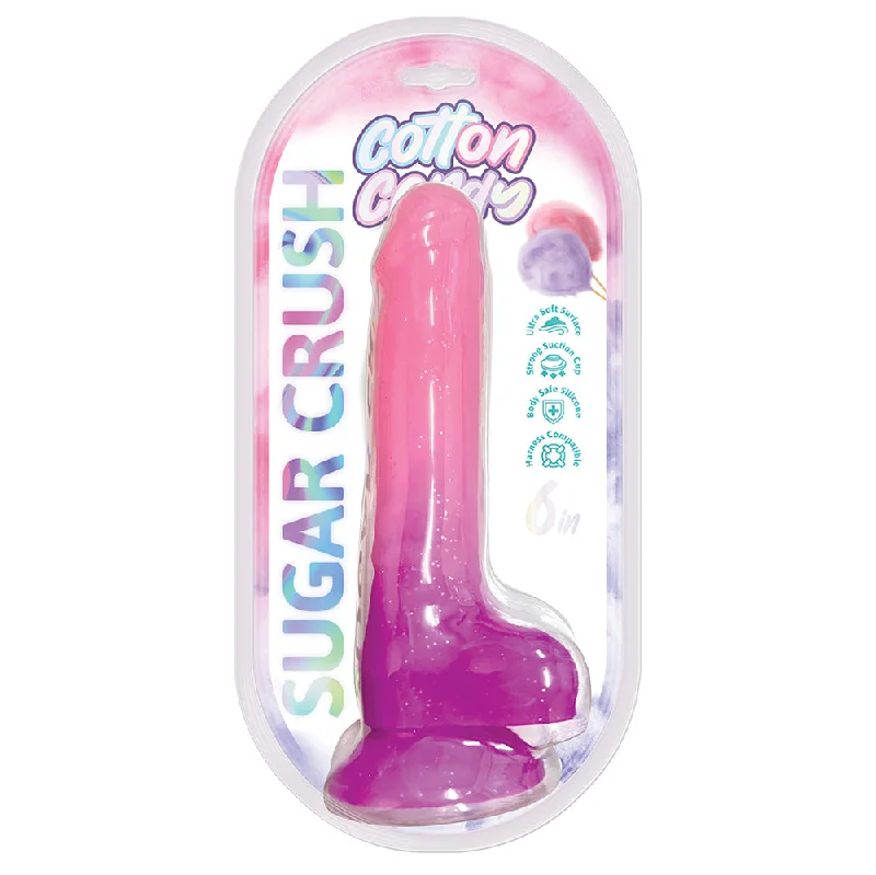 thin metal dildo-Cotton Candy Sugar Crush 6 in. Silicone Dildo Pink/Purple