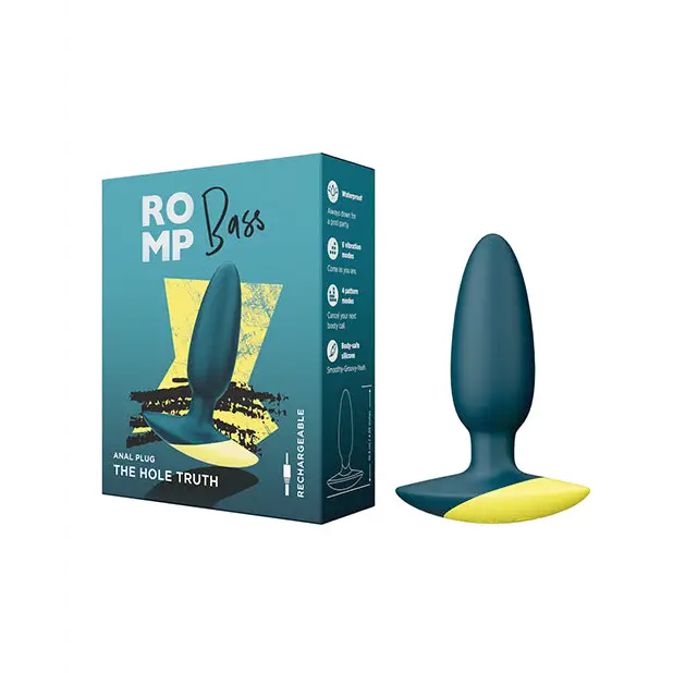 Anal toys for sensory joy-ROMP Bass Green Rechargeable Silicone Vibrating Anal Plug