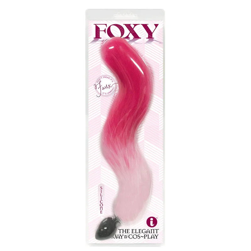 Anal toys with strong life-Foxy Fox Tail 18" Silicone Butt Plug Pink Gradient