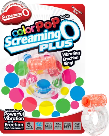 cock ring sizing tips-Screaming O Color Pop Quickie Plus (Orange)