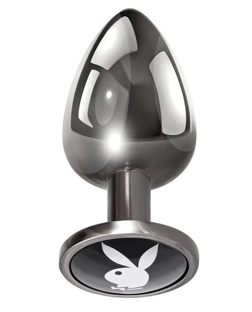 Anal toys with premium quality-Playboy Tux Metal Anal Plug - Large - Black