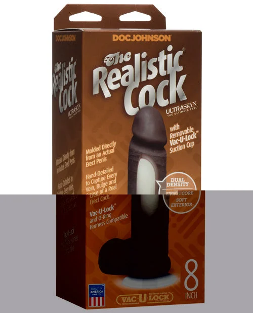 black advanced dildo-Realistic 8" Ultraskyn Cock w/Balls - Brown