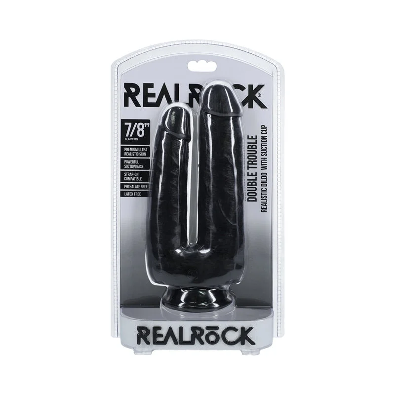 pink wireless dildo-RealRock Double Trouble 7 in. / 8 in. Dildo Black