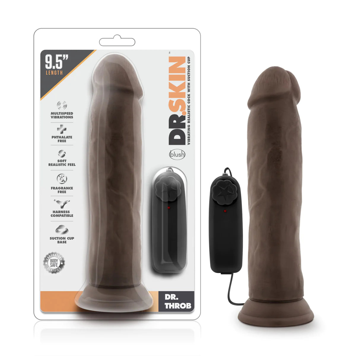 realistic luxury dildo-Dr. Skin Dr. Throb Realistic Chocolate 9.5-Inch Vibrating Dildo