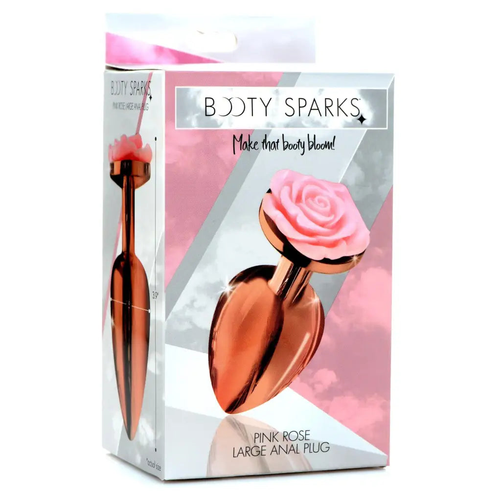 Anal toys for women-Booty Sparks Rose Gold Anal Plug With Pink Flower