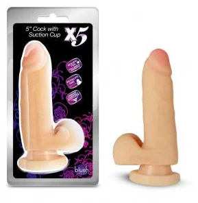 textured firm dildo-Blush X5 5" Cock with Suction Cup