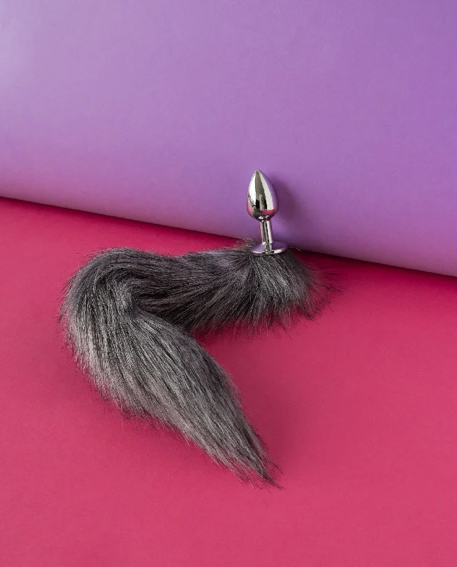 Anal toys with travel-ready size-Silver Fox Tail Anal Plug