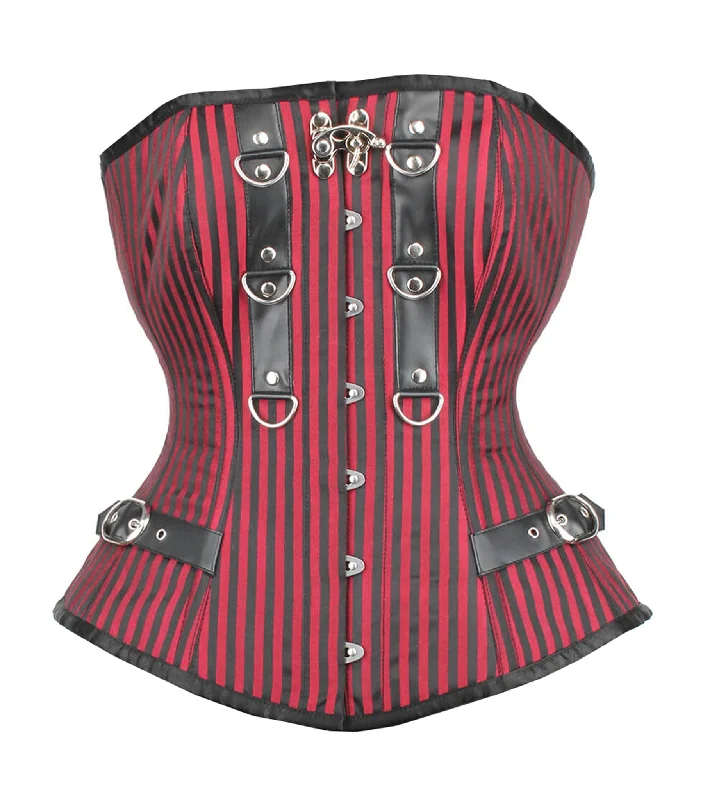 corset dress for gala event-Stripes Brocade Gothic Waist Reducing Overbust Corset