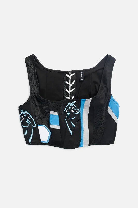 corset with front hooks-Rework Carolina Panthers NFL Corset - S