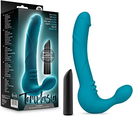 silicone firm dildo-Temptasia ''Luna'' Strapless Dildo -Teal