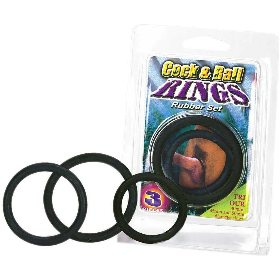 cock ring with top build-Cock & Ball Rubber Cock Ring Set