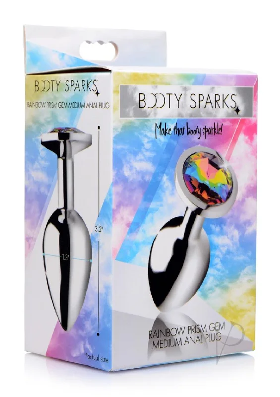 Anal toys with top finish-Booty Sparks Rainbow Prism Gem Plug Md