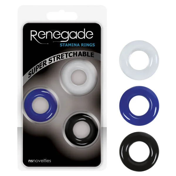 cock ring noise levels-Renegade Stamina Rings - Coloured Cock Rings - Set of 3 - NSN-1116-29