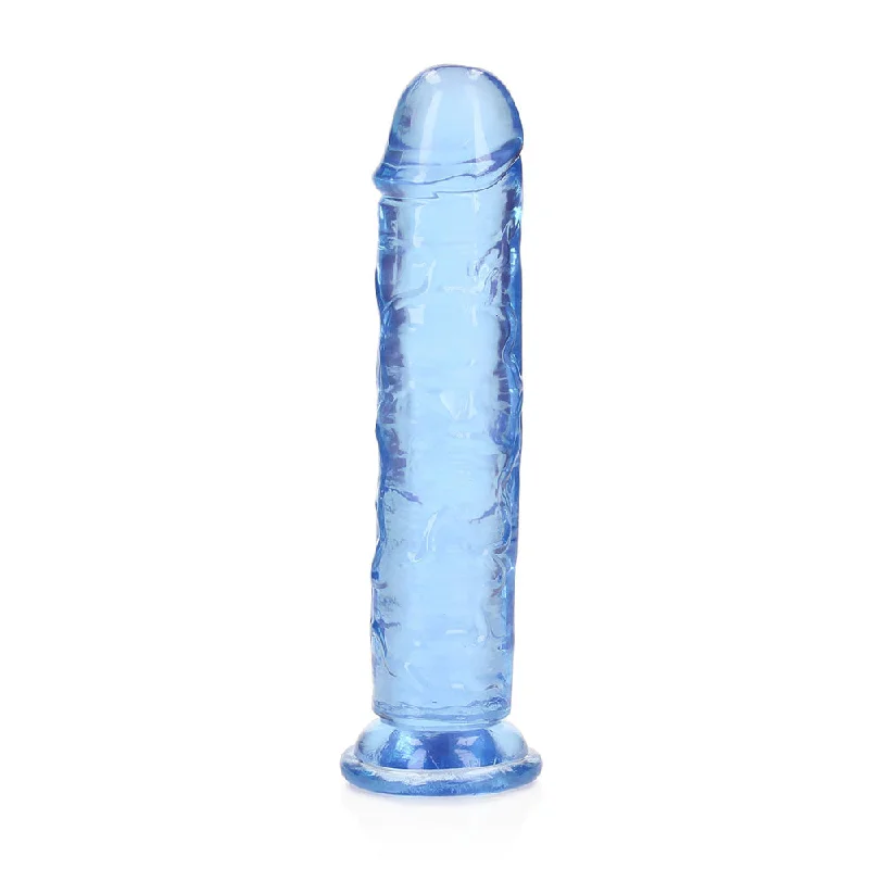 textured green dildo-RealRock Crystal Clear Straight 7 in. Dildo Without Balls Blue