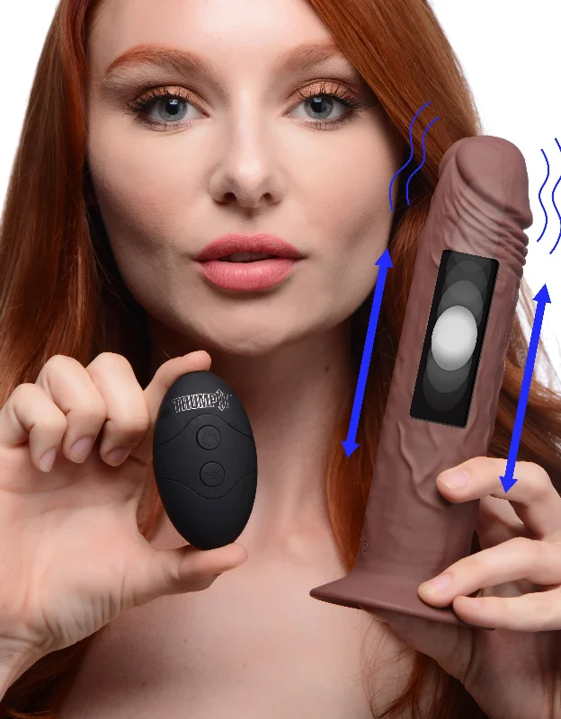 vibrating red dildo-7x Remote Control Vibrating And Thumping Dildo