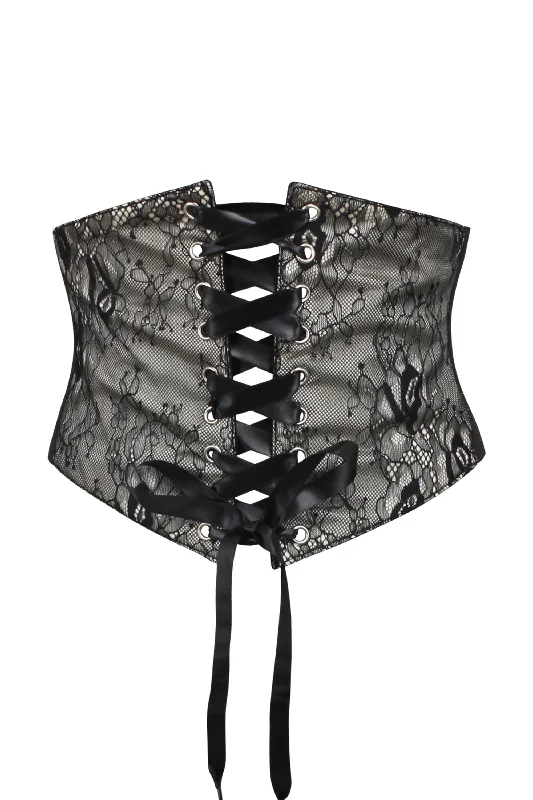 corset top silver sequins-Lace Overlay Inspired Corset Belt