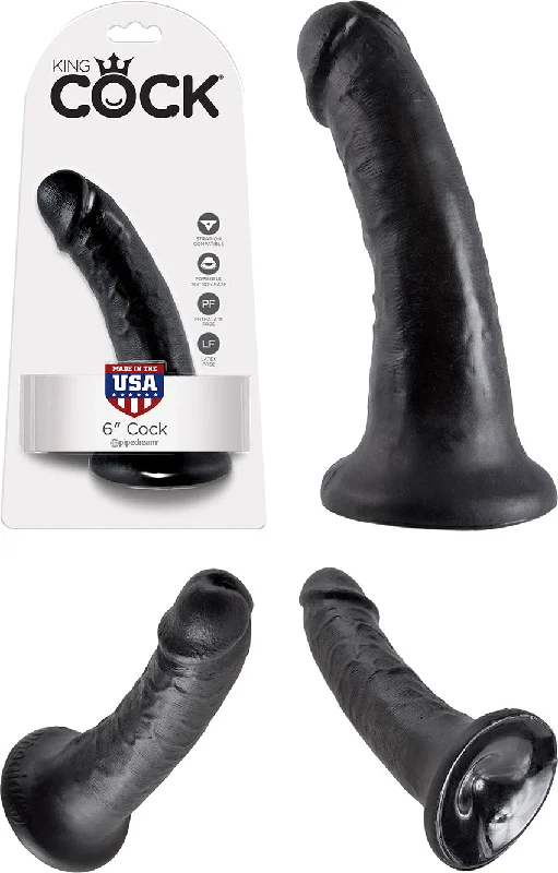 purple double-ended dildo-Pipedream King Cock Tapered Realistic Dildo with Suction Cup Mount Base 6 inch Black