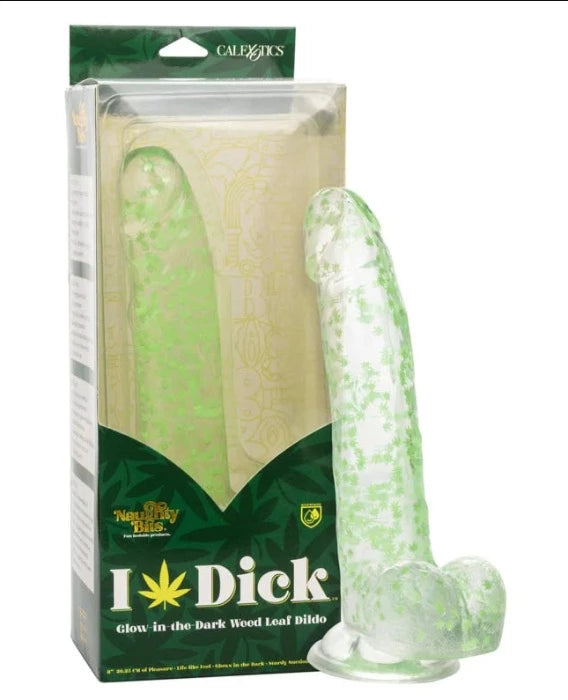 silicone smooth dildo-I ''Pot Leaf'' Dick Glow In The Dark Dildo