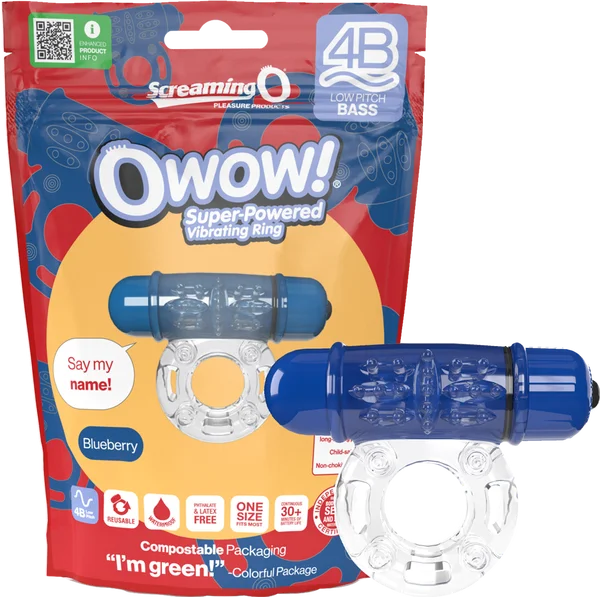 cock ring with bold look-Owow 4B Low Pitch Bass (Blueberry)