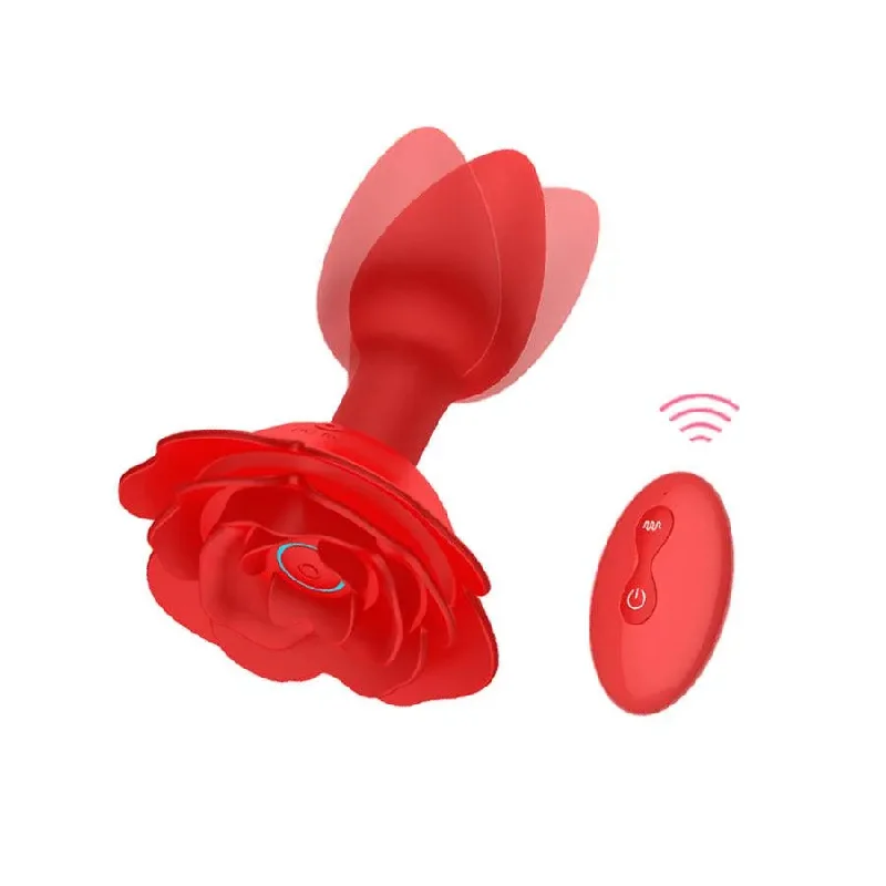 Soft anal toys for comfort-Remote Flower Vibrating Anal Butt Plug