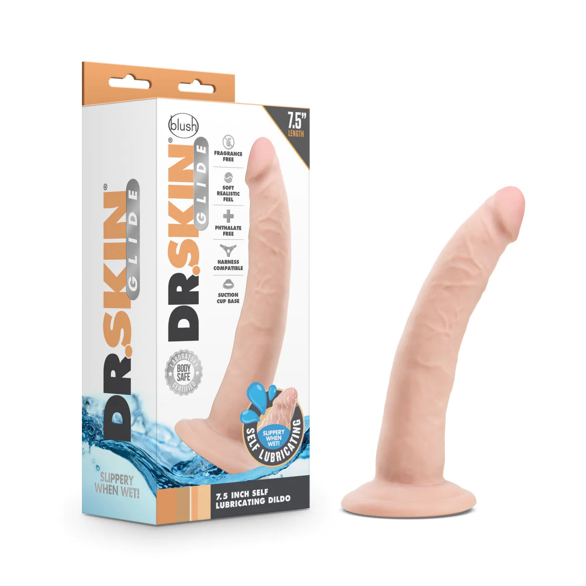 silicone affordable dildo-Dr. Skin Glide Realistic Vanilla 7.5-Inch Long Dildo