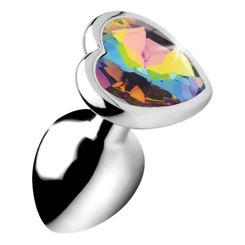 Anal toys with simple controls-Rainbow Prism Heart Anal Plug - Small