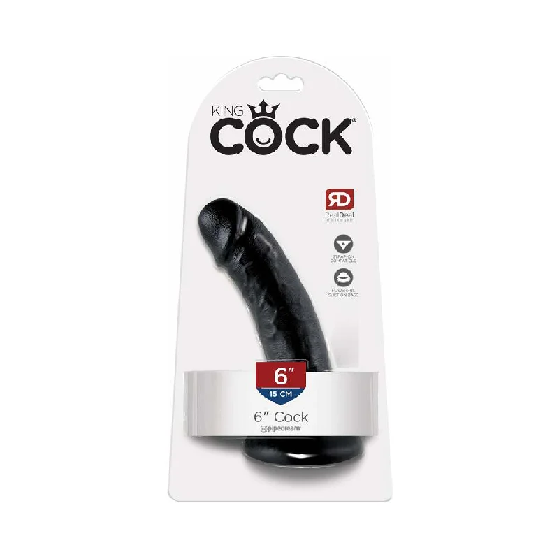 smooth glass dildo-King Cock 6 in. Cock Realistic Dildo With Suction Cup Black