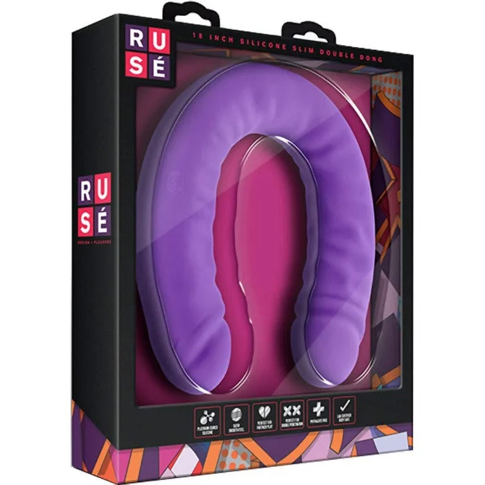 purple ribbed dildo-Blush ''Ruse'' 18 Inch Double Dong -Purple