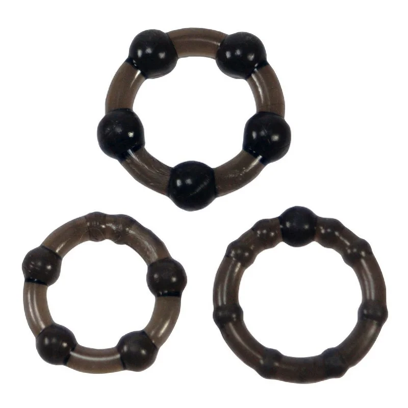 cock ring with unique finish-Me You Us Easy Squeeze Cock Ring 3 Pack Black