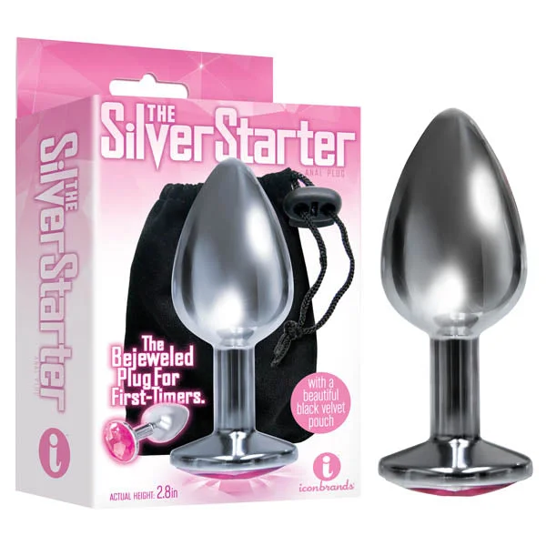 Anal toys with hypoallergenic materials-The 9's Silver Starter Bejewelled Butt Plug Pink